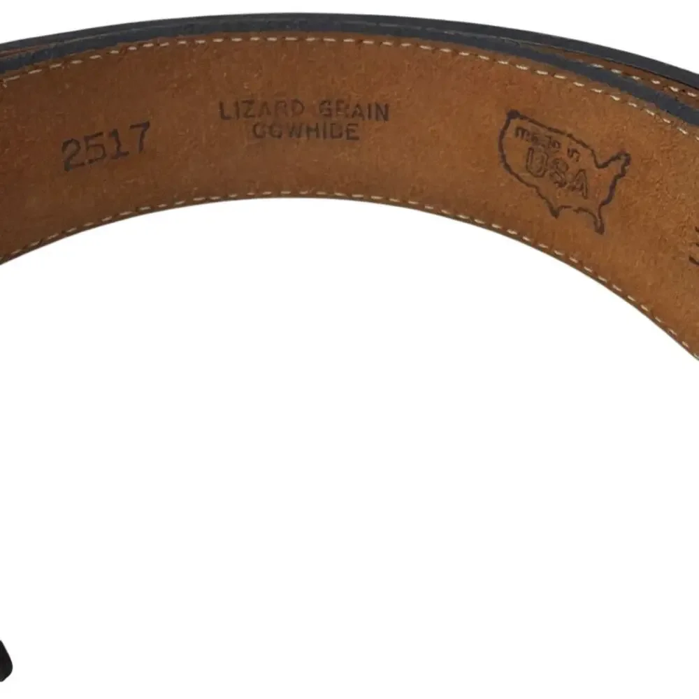 Langstons Belt Lizard Grain Cow Hide Size 38 Gray Western Belts Cowboy Belt
